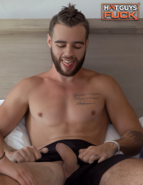 Kellan Hartmann's cock hanging from his shorts - he's about to fuck Meghan Taylor - Hunter Storch for HotGuysFuck